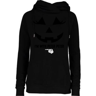 I'm With Peter Peter Funny Halloween Skeleton Hand Womens Funnel Neck Pullover Hood