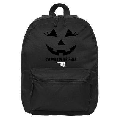 I'm With Peter Peter Funny Halloween Skeleton Hand 16 in Basic Backpack