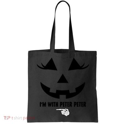 I'm With Peter Peter Funny Halloween Skeleton Hand Bag