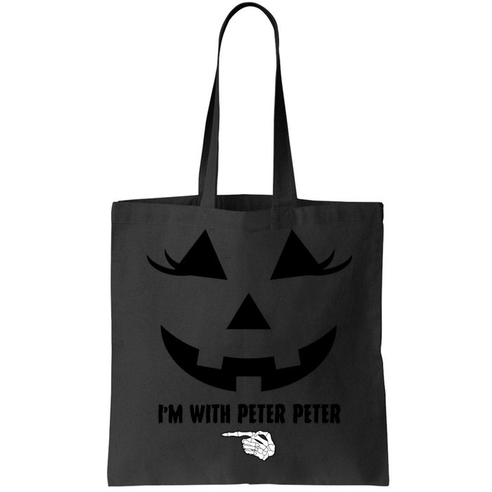 I'm With Peter Peter Funny Halloween Skeleton Hand Bag