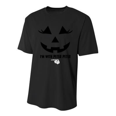 I'm With Peter Peter Funny Halloween Skeleton Hand Youth Performance Sprint T-Shirt
