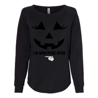 I'm With Peter Peter Funny Halloween Skeleton Hand Womens California Wash Sweatshirt