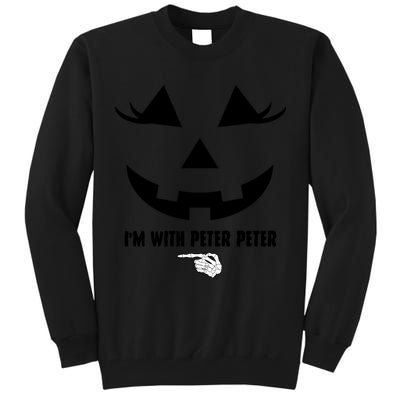 I'm With Peter Peter Funny Halloween Skeleton Hand Tall Sweatshirt