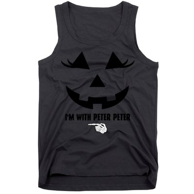 I'm With Peter Peter Funny Halloween Skeleton Hand Tank Top
