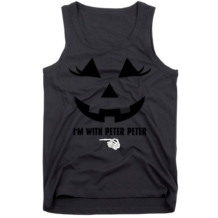 I'm With Peter Peter Funny Halloween Skeleton Hand Tank Top