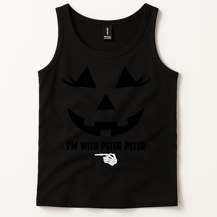 I'm With Peter Peter Funny Halloween Skeleton Hand Tank Top