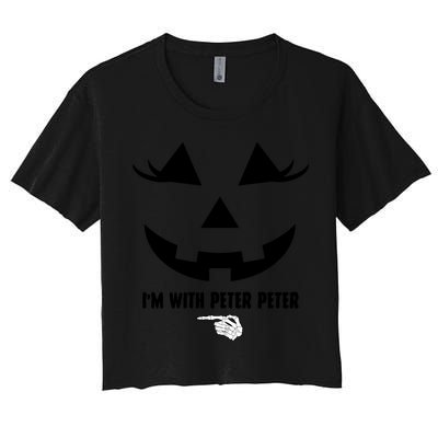 I'm With Peter Peter Funny Halloween Skeleton Hand Crop Top