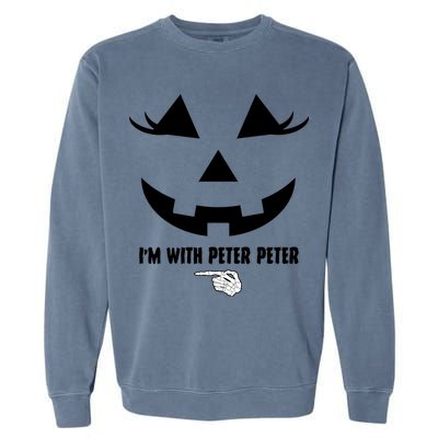 I'm With Peter Peter Funny Halloween Skeleton Hand Garment-Dyed Sweatshirt