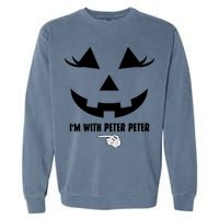 I'm With Peter Peter Funny Halloween Skeleton Hand Garment-Dyed Sweatshirt