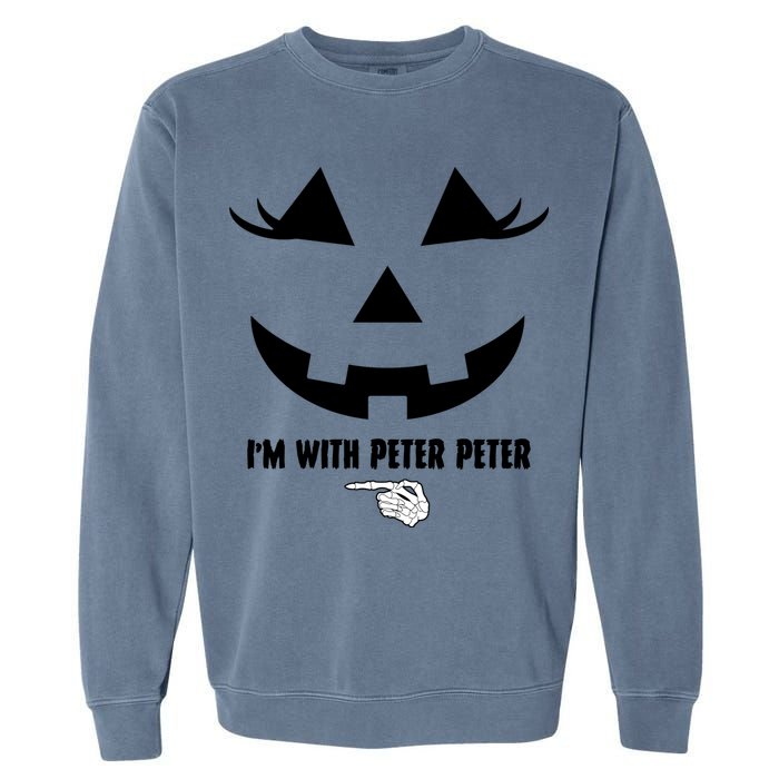 I'm With Peter Peter Funny Halloween Skeleton Hand Garment-Dyed Sweatshirt