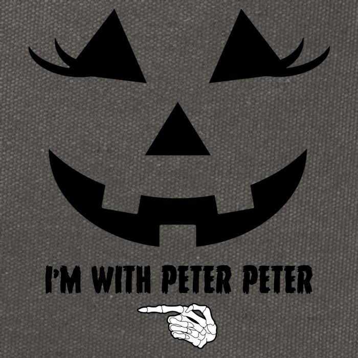 I'm With Peter Peter Funny Halloween Skeleton Hand Cotton Canvas Backpack