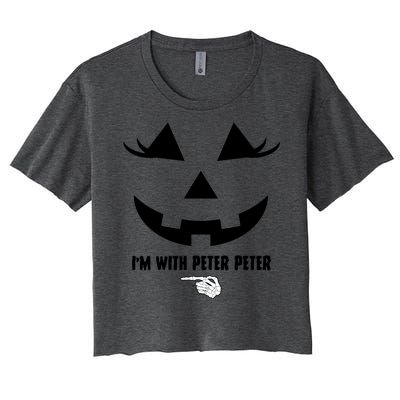 I'm With Peter Peter Funny Halloween Skeleton Hand Women's Crop Top Tee