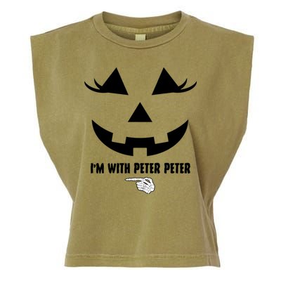 I'm With Peter Peter Funny Halloween Skeleton Hand Garment-Dyed Women's Muscle Tee