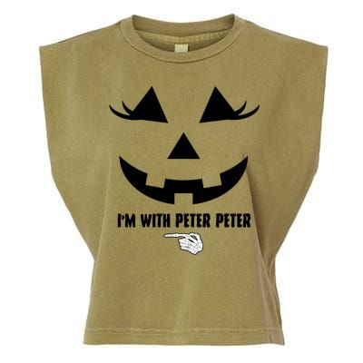 I'm With Peter Peter Funny Halloween Skeleton Hand Garment-Dyed Women's Muscle Tee