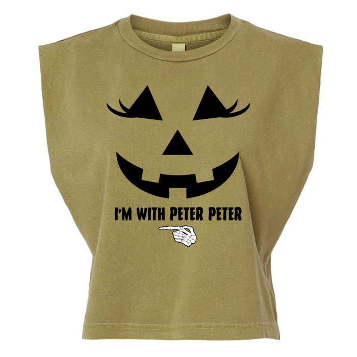 I'm With Peter Peter Funny Halloween Skeleton Hand Garment-Dyed Women's Muscle Tee
