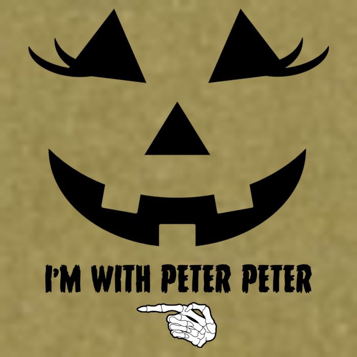 I'm With Peter Peter Funny Halloween Skeleton Hand Garment-Dyed Women's Muscle Tee