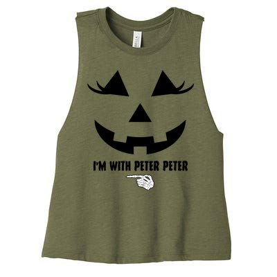 I'm With Peter Peter Funny Halloween Skeleton Hand Women's Racerback Cropped Tank