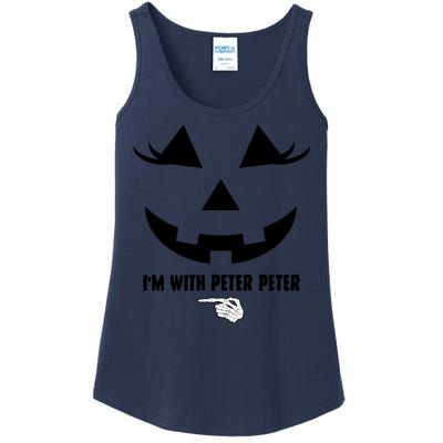 I'm With Peter Peter Funny Halloween Skeleton Hand Ladies Essential Tank