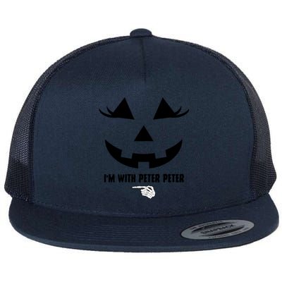 I'm With Peter Peter Funny Halloween Skeleton Hand Flat Bill Trucker Hat