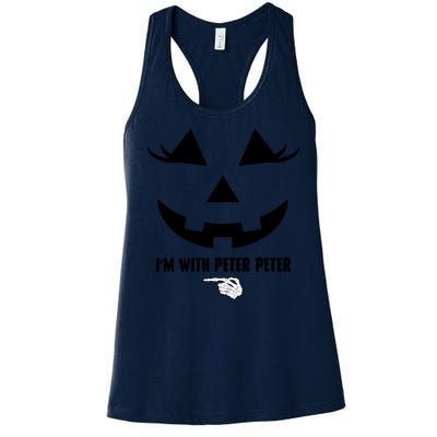 I'm With Peter Peter Funny Halloween Skeleton Hand Women's Racerback Tank