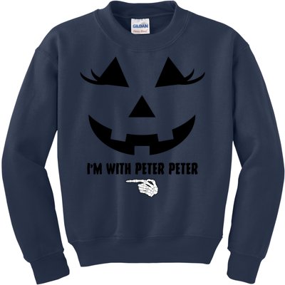 I'm With Peter Peter Funny Halloween Skeleton Hand Kids Sweatshirt