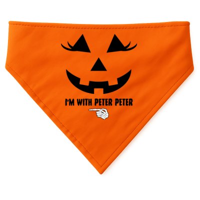I'm With Peter Peter Funny Halloween Skeleton Hand USA-Made Doggie Bandana