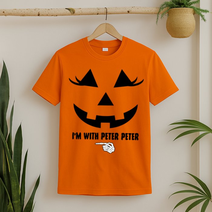 I'm With Peter Peter Funny Halloween Skeleton Hand T-Shirt