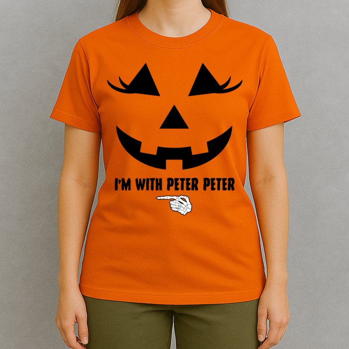 I'm With Peter Peter Funny Halloween Skeleton Hand T-Shirt