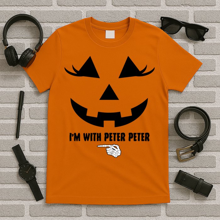 I'm With Peter Peter Funny Halloween Skeleton Hand T-Shirt
