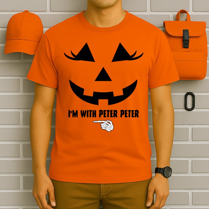 I'm With Peter Peter Funny Halloween Skeleton Hand T-Shirt