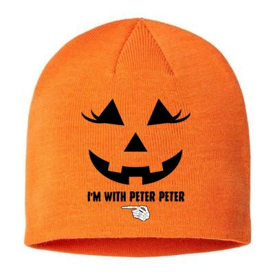 I'm With Peter Peter Funny Halloween Skeleton Hand Sustainable Beanie