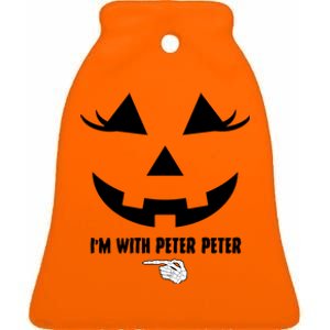 I'm With Peter Peter Funny Halloween Skeleton Hand Ceramic Bell Ornament