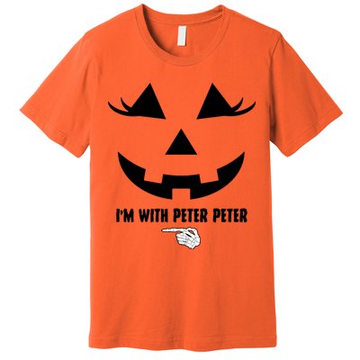 I'm With Peter Peter Funny Halloween Skeleton Hand Premium T-Shirt