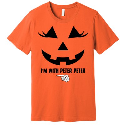 I'm With Peter Peter Funny Halloween Skeleton Hand Premium T-Shirt