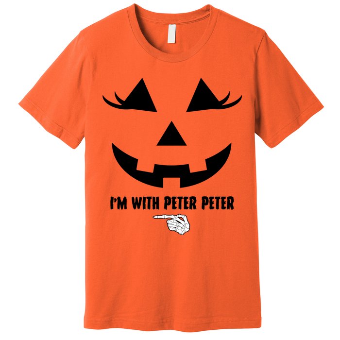 I'm With Peter Peter Funny Halloween Skeleton Hand Premium T-Shirt