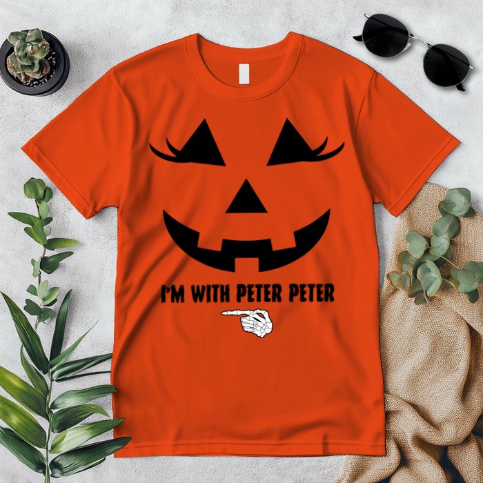 I'm With Peter Peter Funny Halloween Skeleton Hand Premium T-Shirt