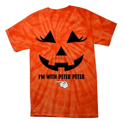 I'm With Peter Peter Funny Halloween Skeleton Hand Tie-Dye T-Shirt