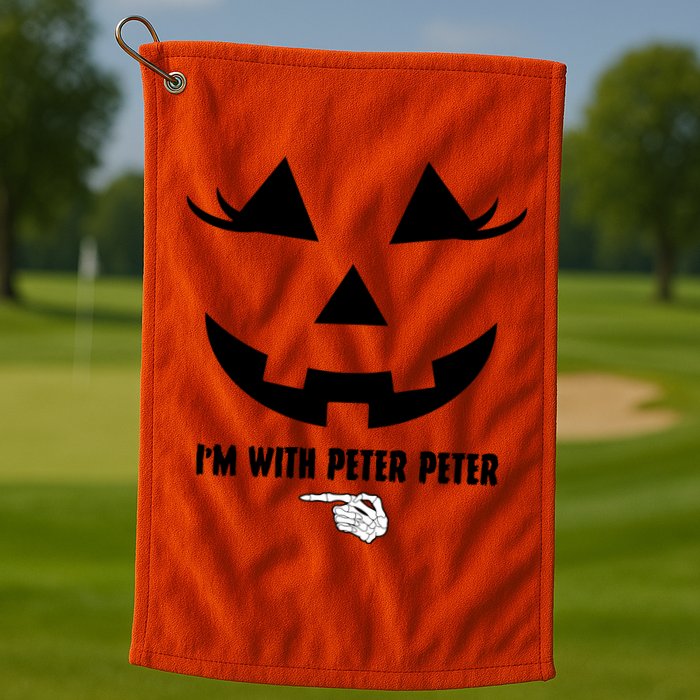 I'm With Peter Peter Funny Halloween Skeleton Hand Golf Towel