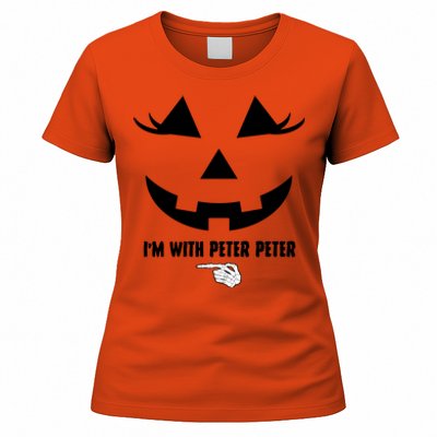 I'm With Peter Peter Funny Halloween Skeleton Hand Women's T-Shirt