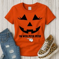 I'm With Peter Peter Funny Halloween Skeleton Hand Womens T-Shirt