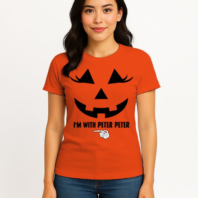 I'm With Peter Peter Funny Halloween Skeleton Hand Womens T-Shirt