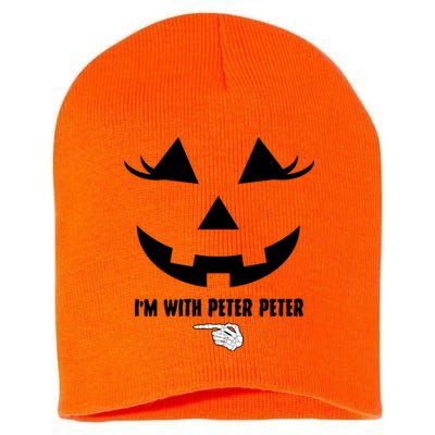 I'm With Peter Peter Funny Halloween Skeleton Hand Short Acrylic Beanie