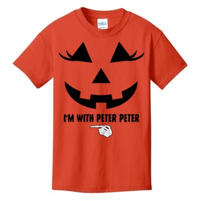 I'm With Peter Peter Funny Halloween Skeleton Hand Kids T-Shirt