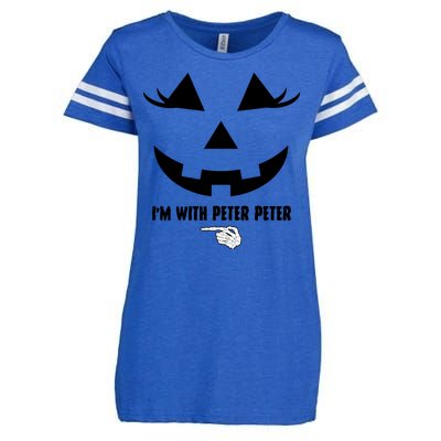 I'm With Peter Peter Funny Halloween Skeleton Hand Enza Ladies Jersey Football T-Shirt