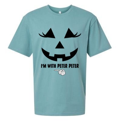 I'm With Peter Peter Funny Halloween Skeleton Hand Sueded Cloud Jersey T-Shirt