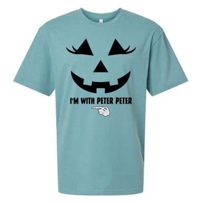 I'm With Peter Peter Funny Halloween Skeleton Hand Sueded Cloud Jersey T-Shirt