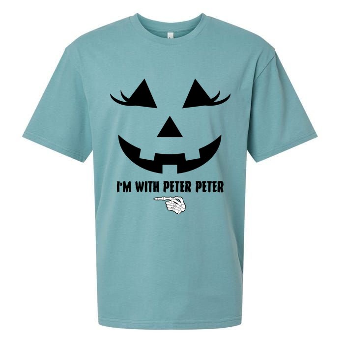 I'm With Peter Peter Funny Halloween Skeleton Hand Sueded Cloud Jersey T-Shirt