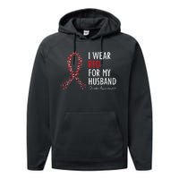 I Wear Red For My Husband Stroke Awareness Survivor Warrior Performance Fleece Hoodie