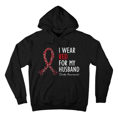 I Wear Red For My Husband Stroke Awareness Survivor Warrior Hoodie