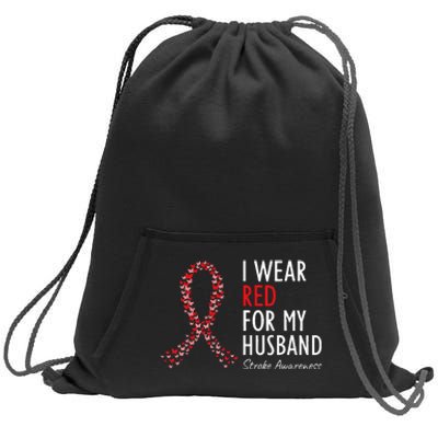 I Wear Red For My Husband Stroke Awareness Survivor Warrior Sweatshirt Cinch Pack Bag